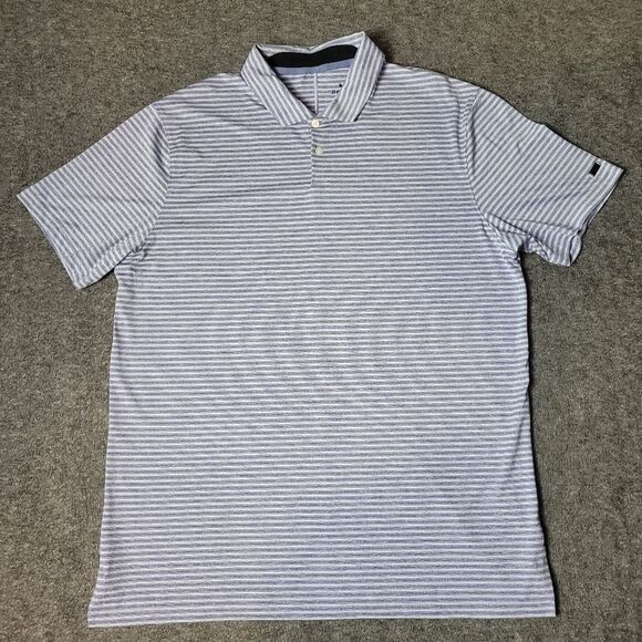 Nike TW Tiger Woods Shirt Mens Size L Gray Vapor Dry Stripe Golf Polo Dri-Fit - Picture 1 of 11